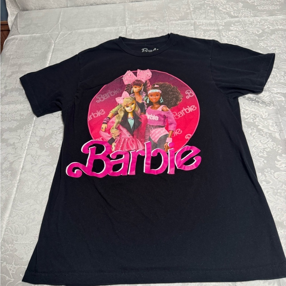 Barbie Black Tee with Pink 80s Graphic